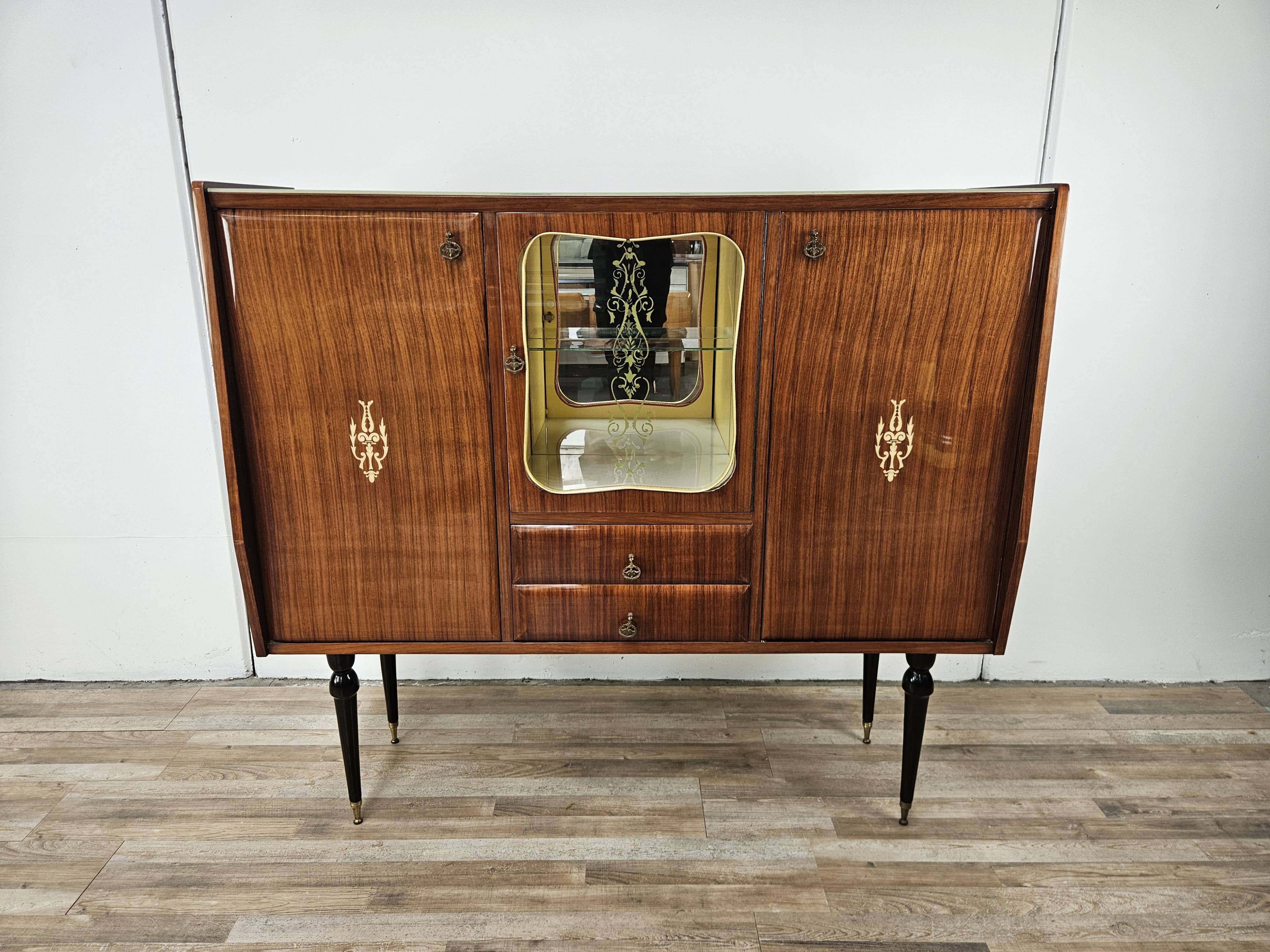 Mid-century 1960s mahogany showcase with glass top