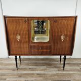 Mid-century 1960s mahogany showcase with glass top