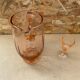Antique Pink Blown Glass Pitcher Set + 6 Vintage Liqueur Glasses