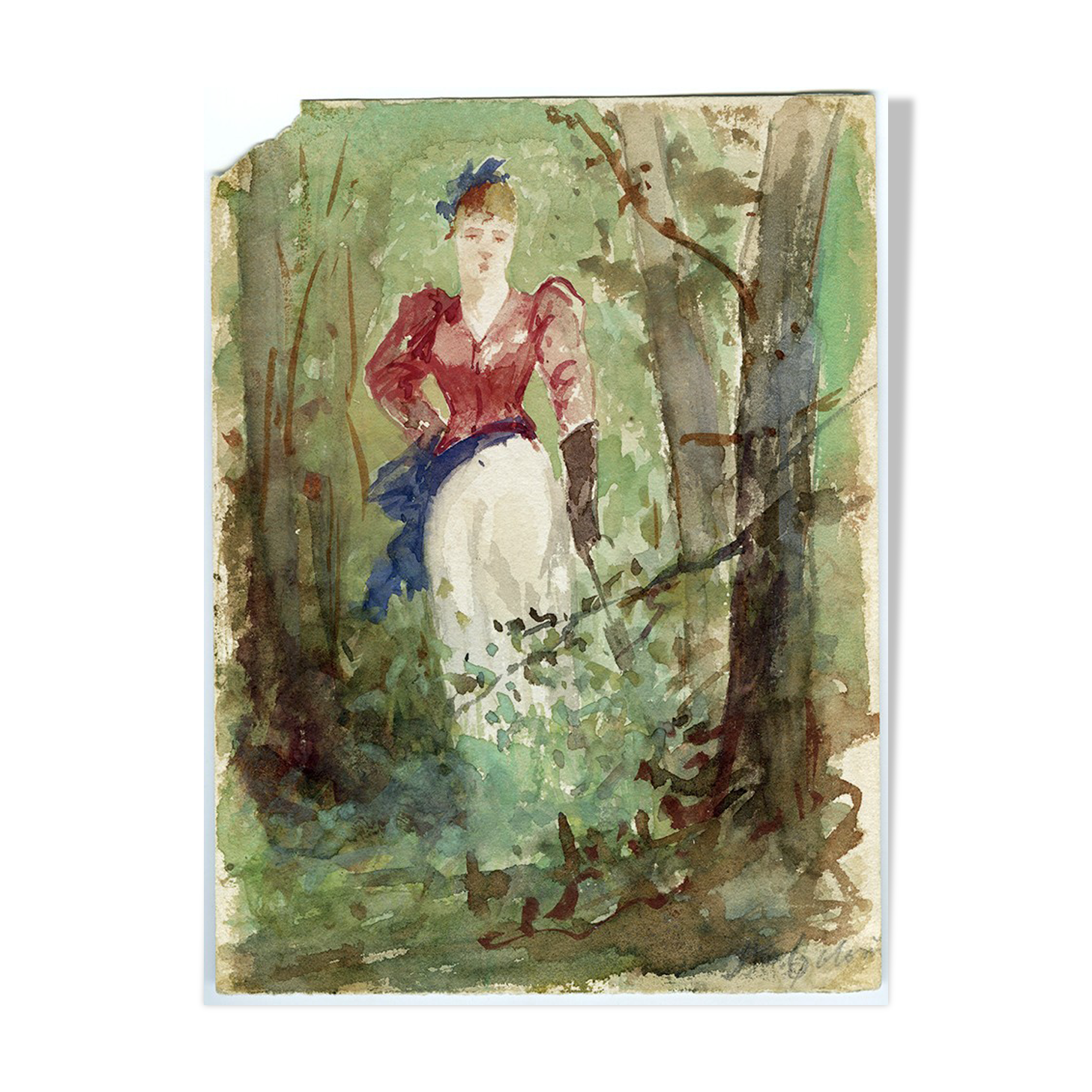 Drawing femme a l'ombrelle  1900