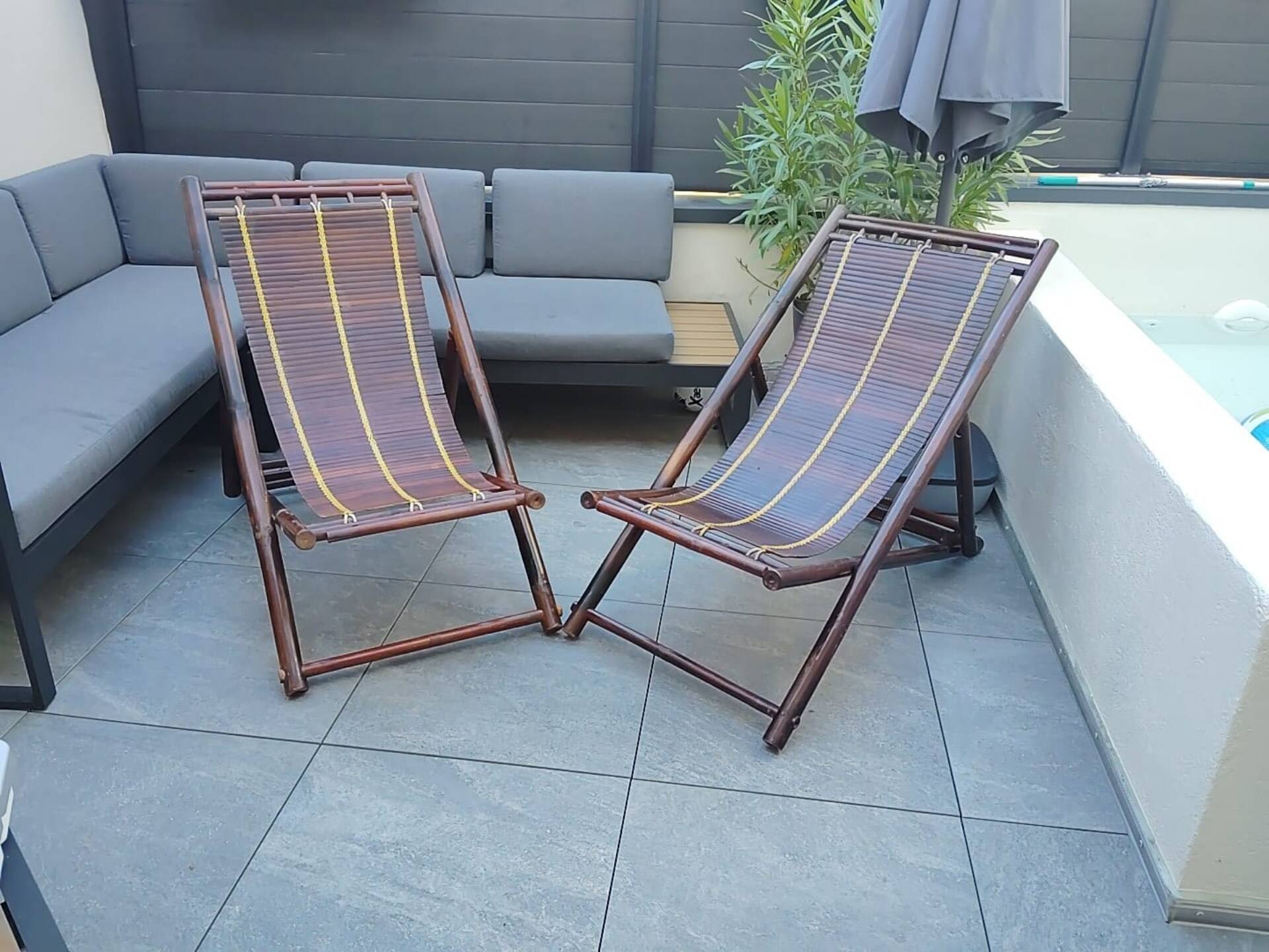 Pair of bamboo flip-flops