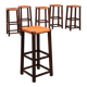 Mid-century oak bar stools with cognac leather seats