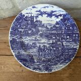 Ancienne assiette scène champêtre de couleur bleue