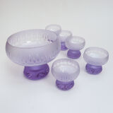 Dessert service cut and cups in old art deco purple crystal