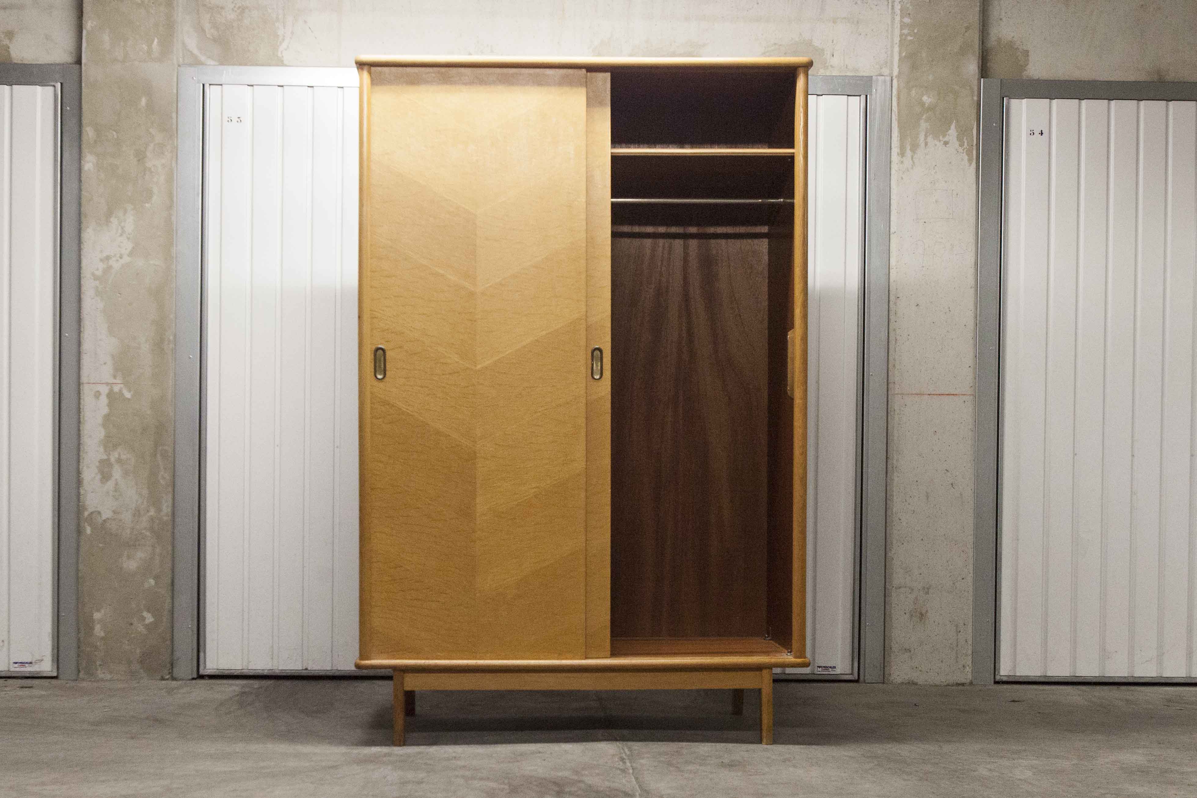 Scandinavian wardrobe 2 sliding doors 1960