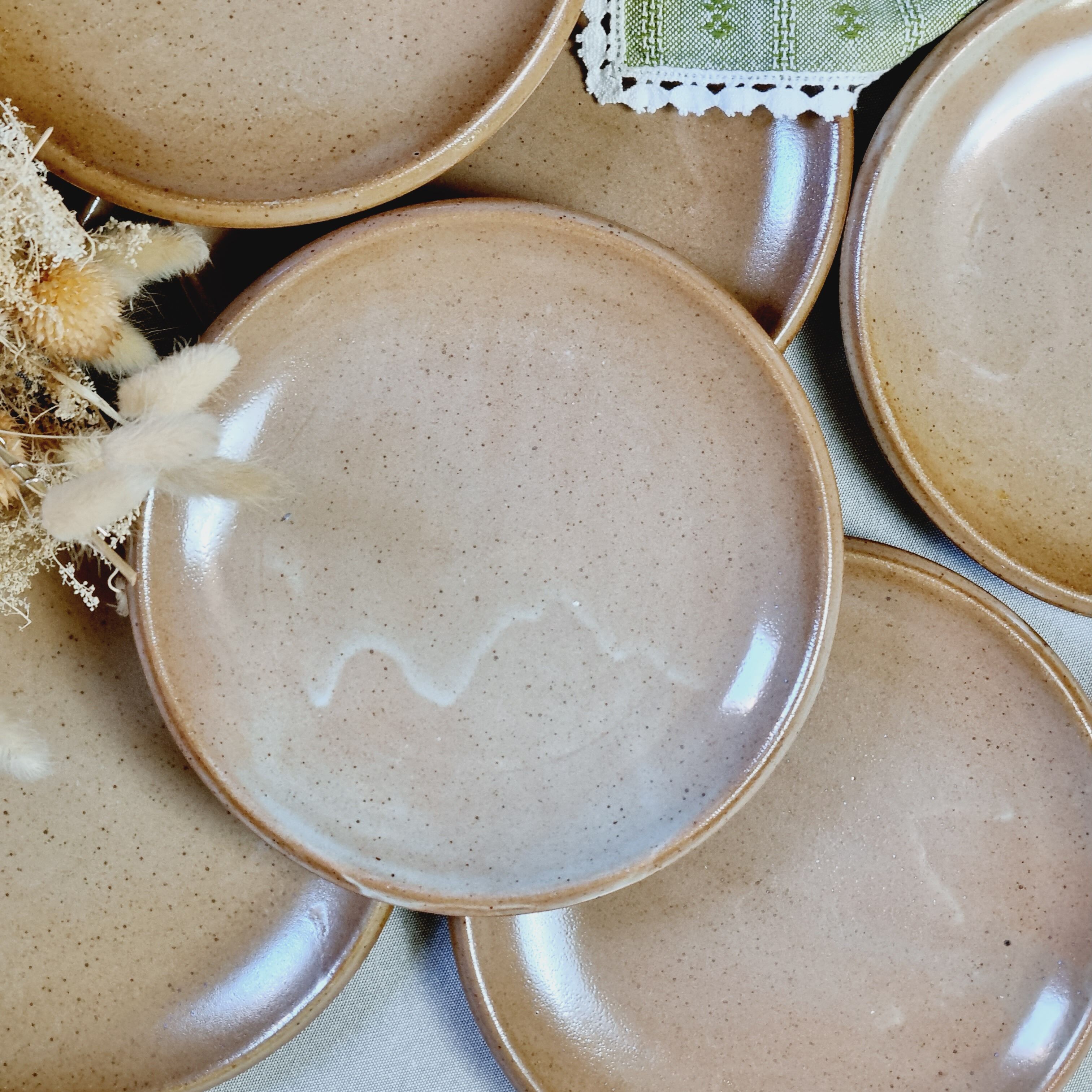 Set of 8 dessert plates Grès de Brenne