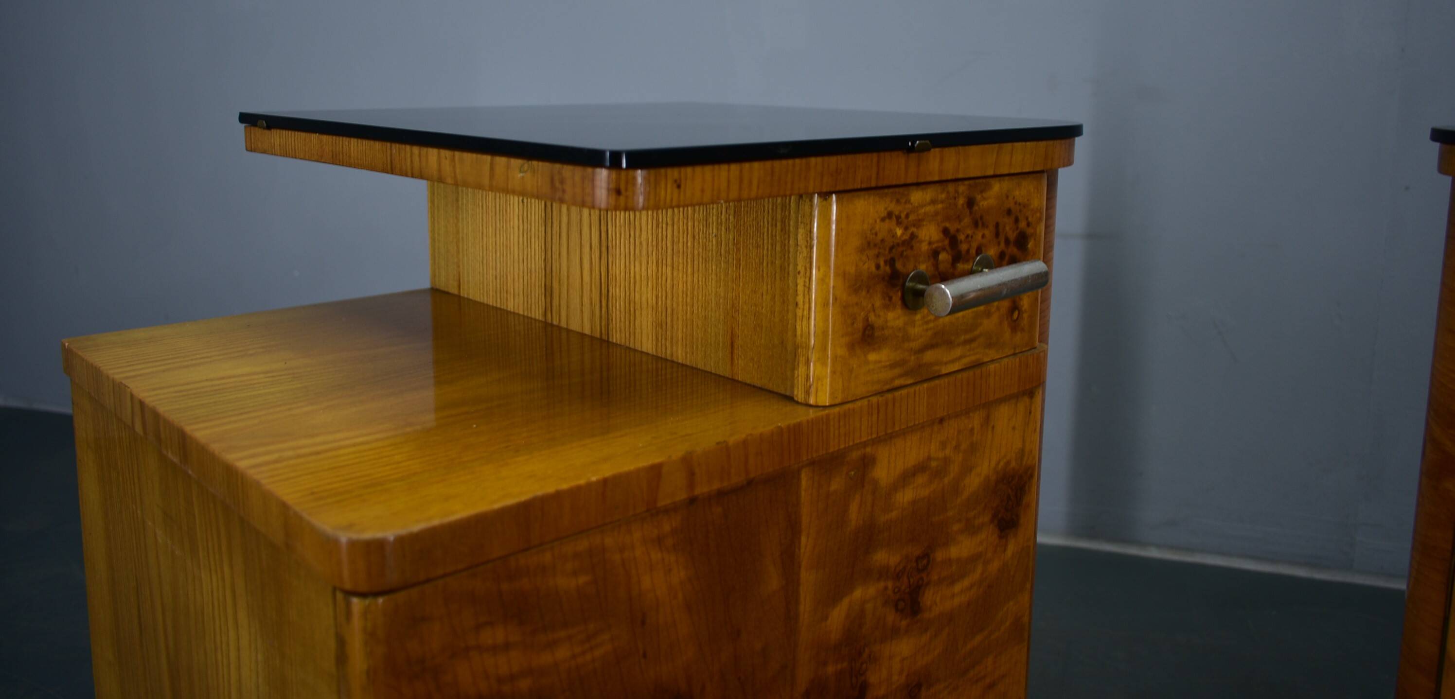 1942s set of bedside tables by Jindrich Halabala, Czechoslovakia