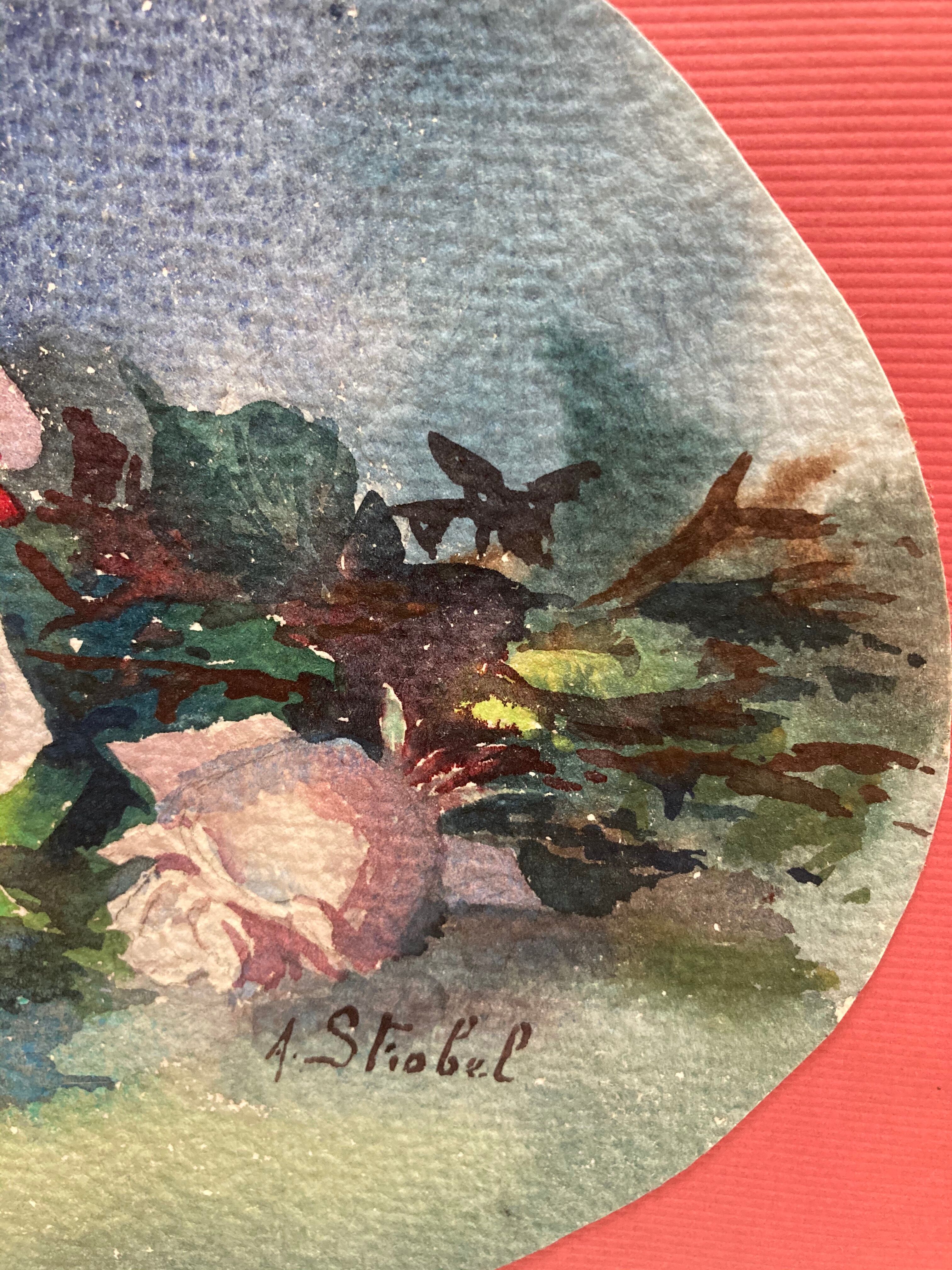 Oval watercolor with roses