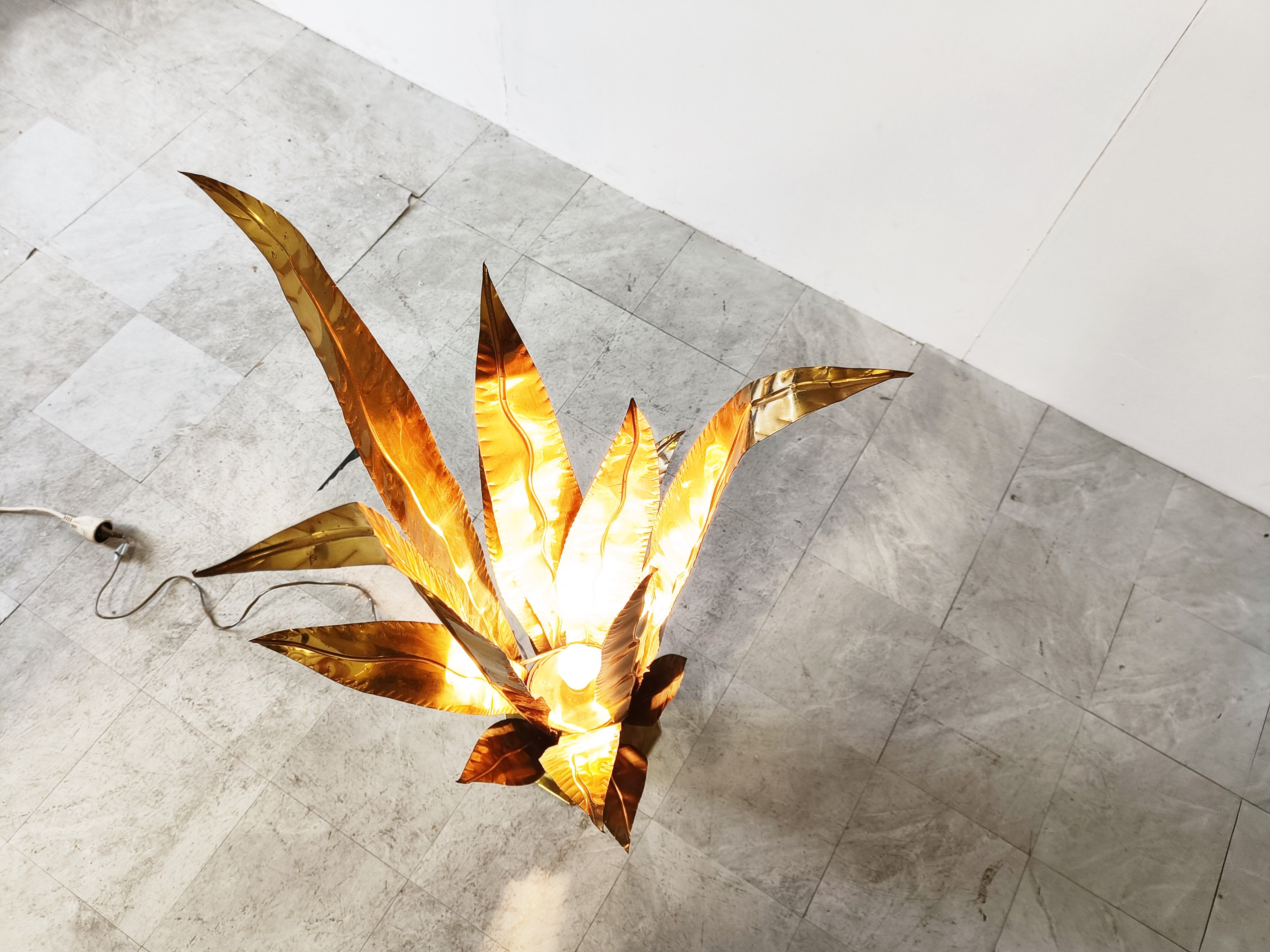 Lampadaire en laiton Aloe Vera par Bottega Gadda, années 1970