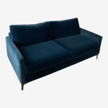 Blue velvet sofa 4 places