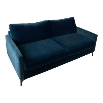 Blue velvet sofa 4 places