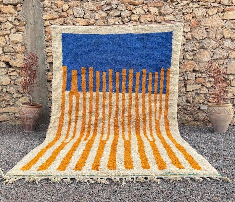 Large traditional handmade Berber rug custom size 3/4 m