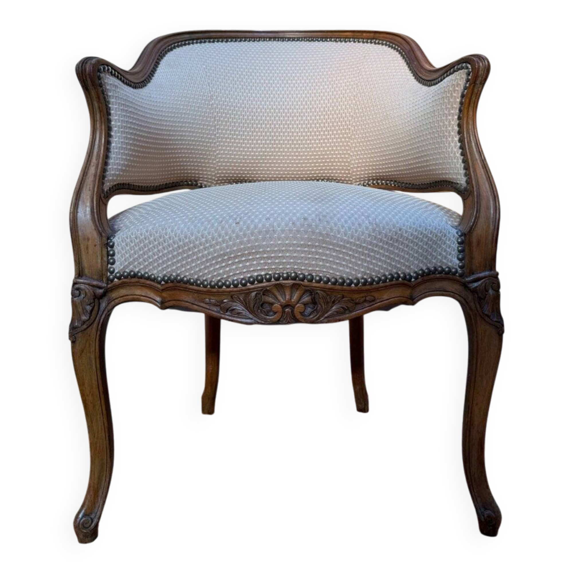 Office chair in wicker – Louis XV style – Walnut – 19th century