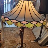 Art Deco lamp, bronze & glass paste