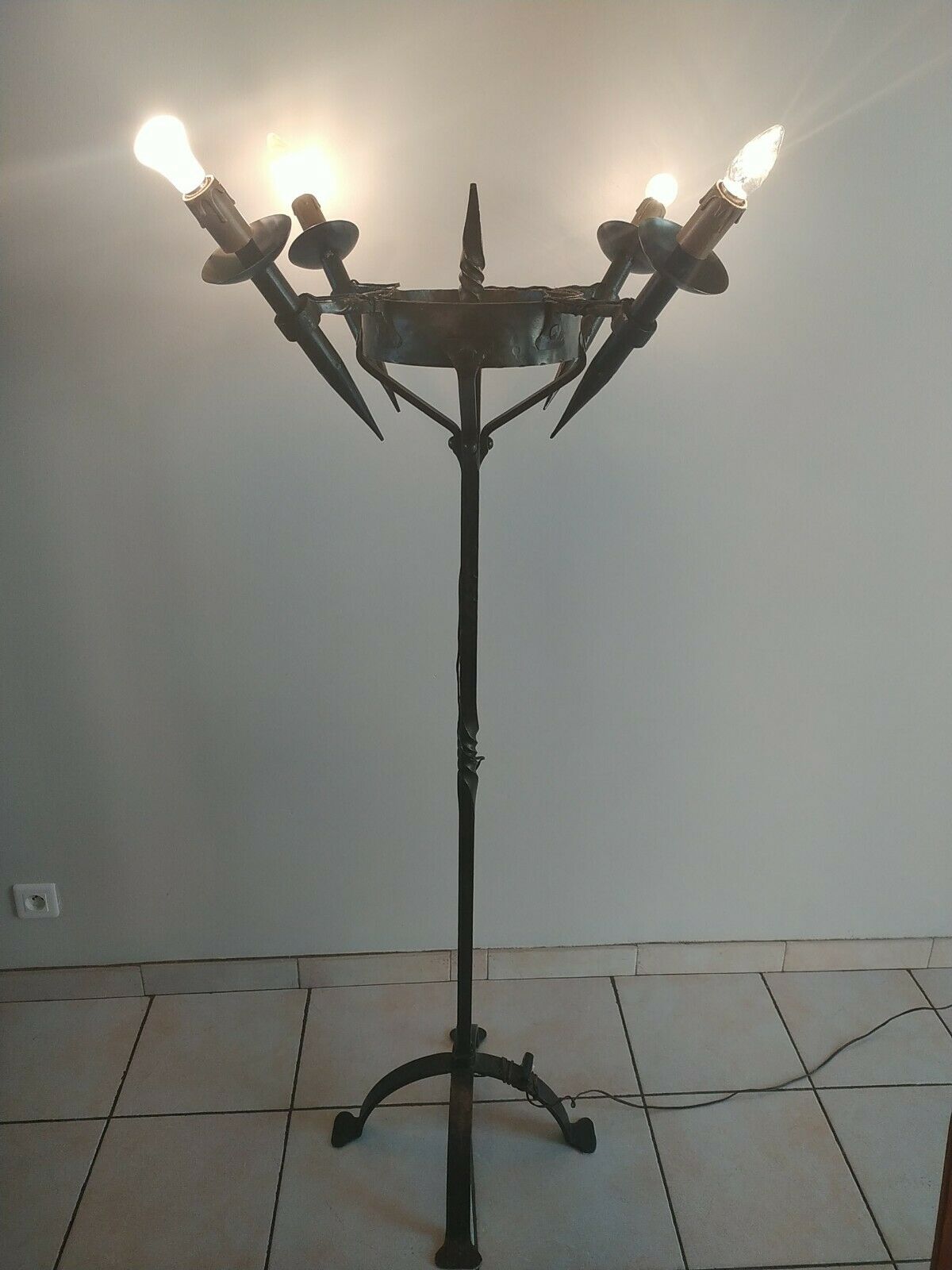 Iron floor lamp forge medieval style