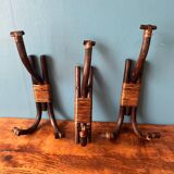 Bamboo wicker rattan coat hooks