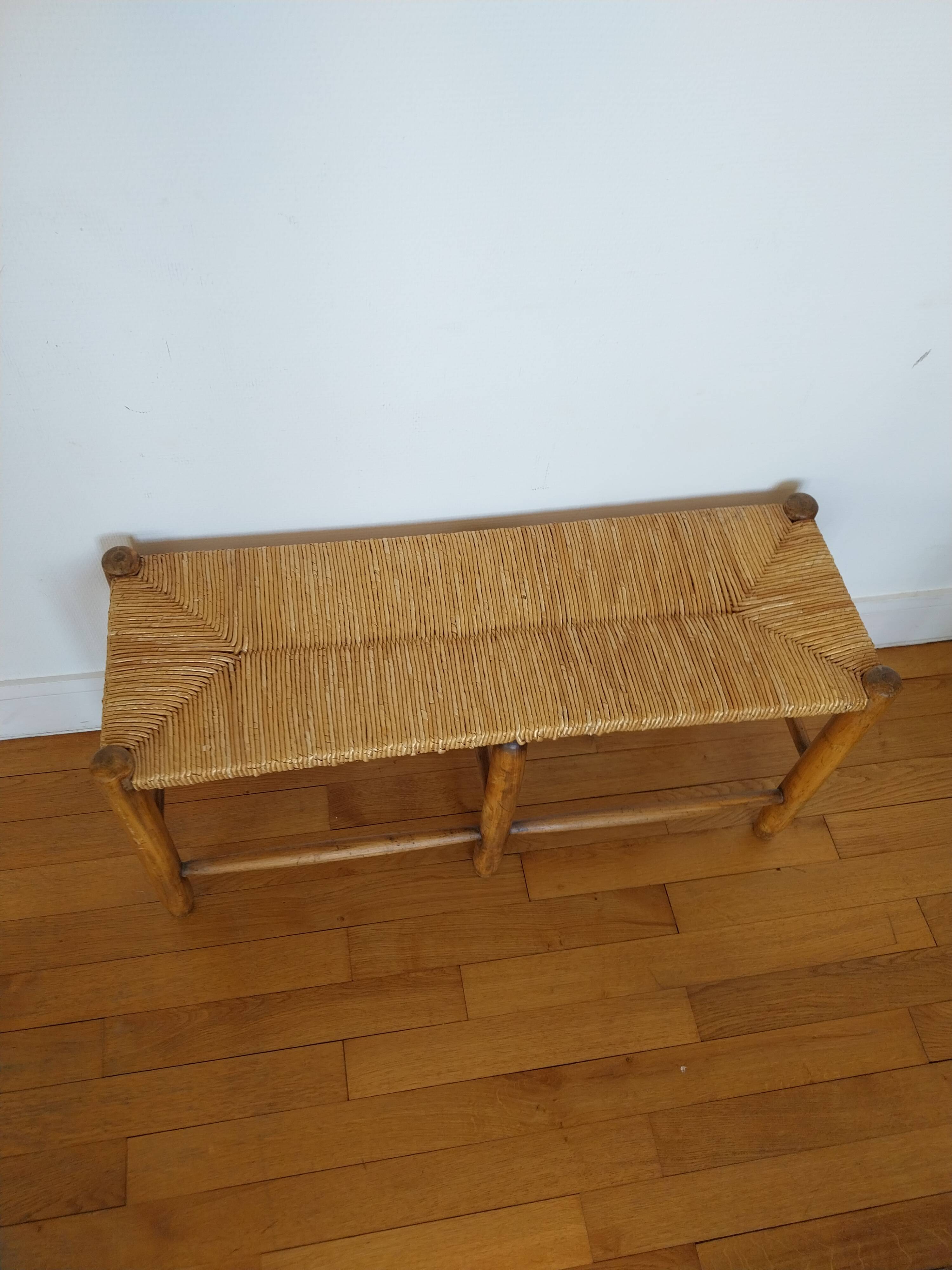 1950s straw bench