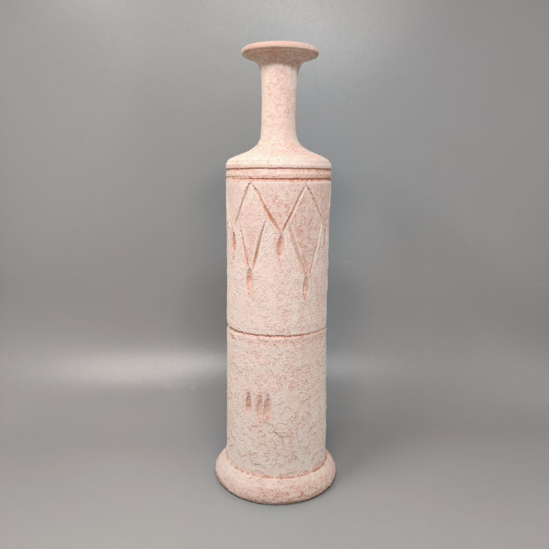 Pair of Vases in Ceramic in Antique Pink Color. Made in Italy
