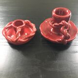 Pair of slip candlesticks