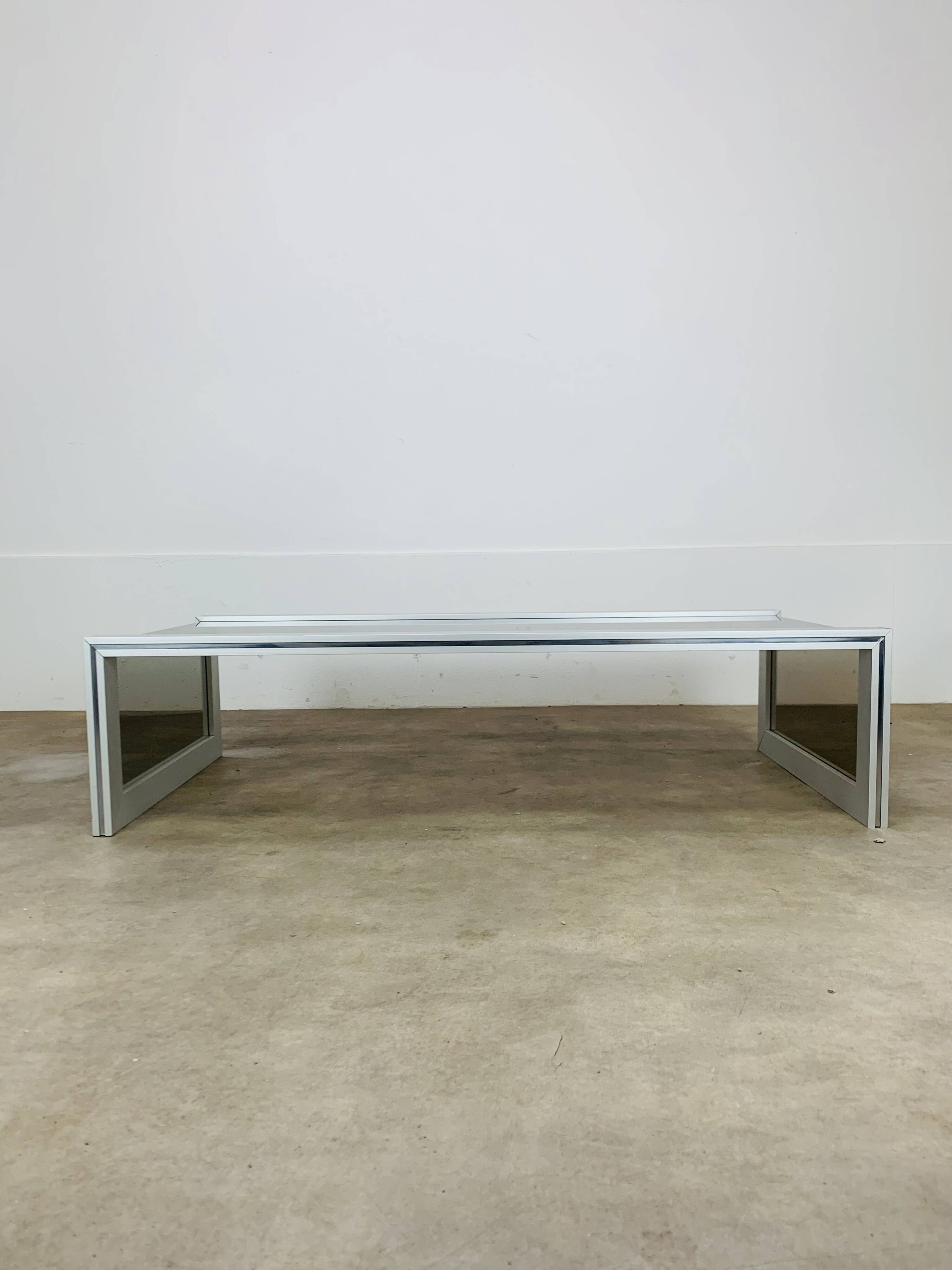 Aluminum and smoked glass coffee table, 1970s