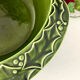 Christmas serving bowl, French BCI holly ceramic bowl, green glazed
