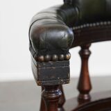 Dark Green Cowhide Leather Swivel and Tilt Chesterfield Office Chair