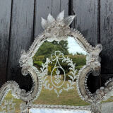 Miroir vénitien en verre de Murano, vers 1930