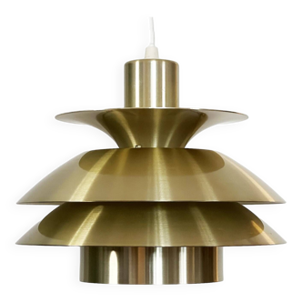 Golden multi layered pendant light by Tage Sund for Toplamper. Denmark 1970s
