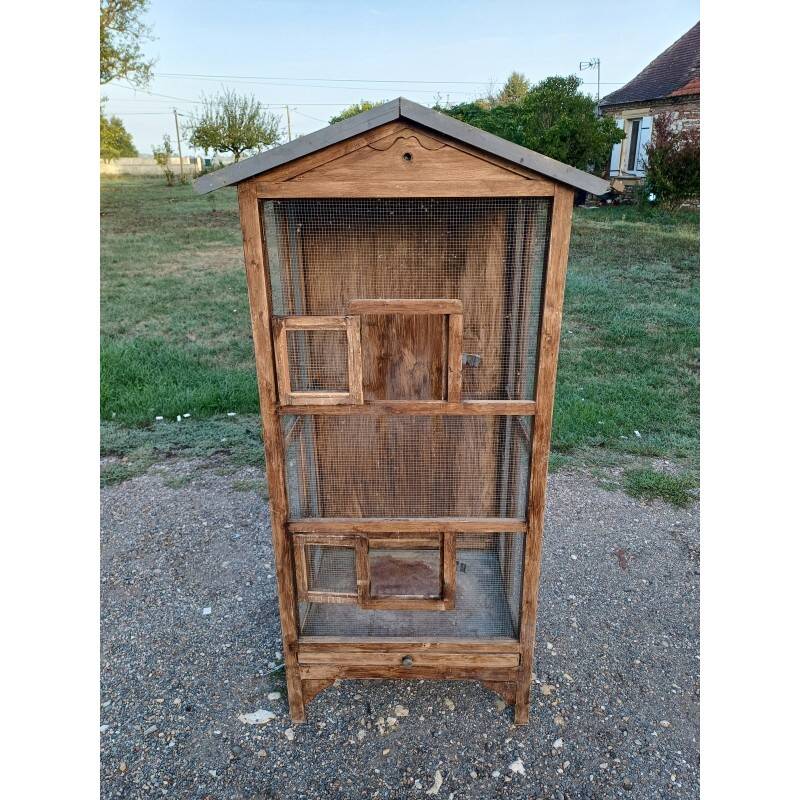 Aviary bird cage wood and wire mesh