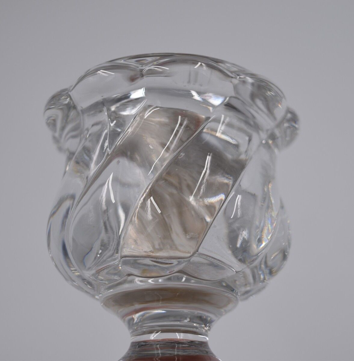 Baccarat: Bamboo-style crystal candlestick signed