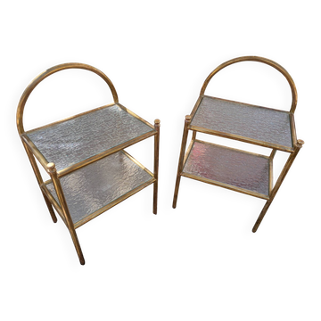 Pair of solid brass bedside tables