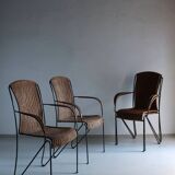 4 Frederick Weinberg wicker iron chairs | 1960s