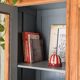 Old glass-fronted wooden library – blue interior