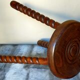 Vintage tripod stool in solid wooden twisted feet