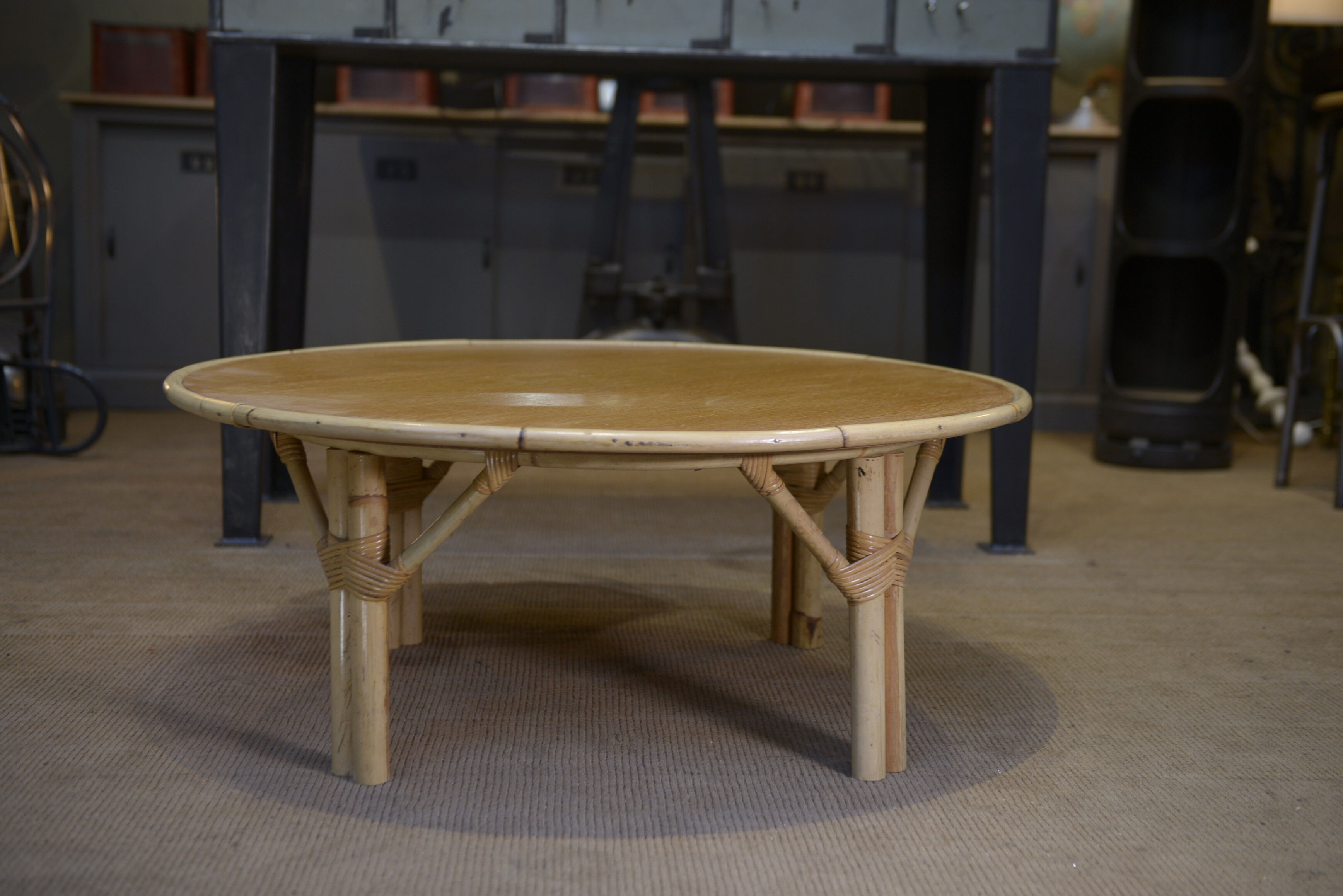 Round rattan coffee table 1960