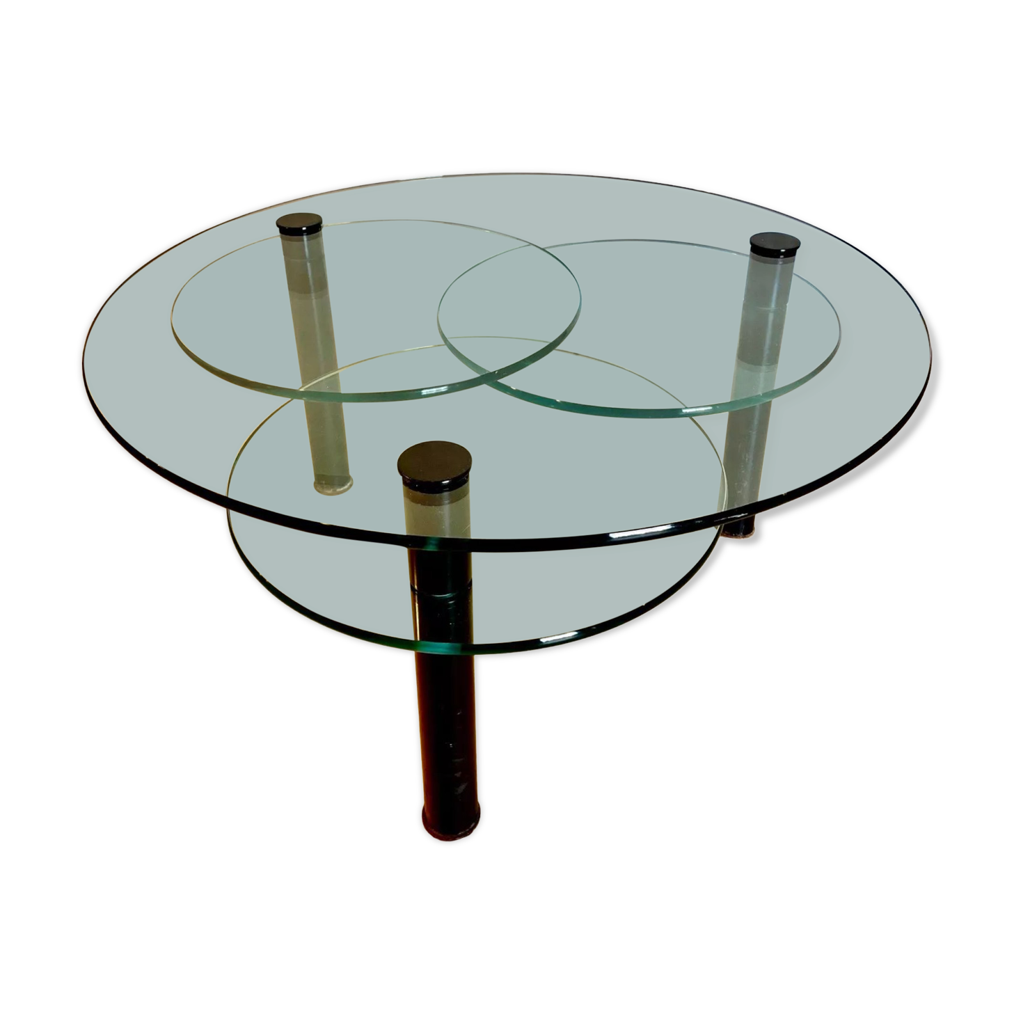 Glass coffee table and black base