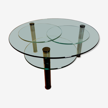 Glass coffee table and black base