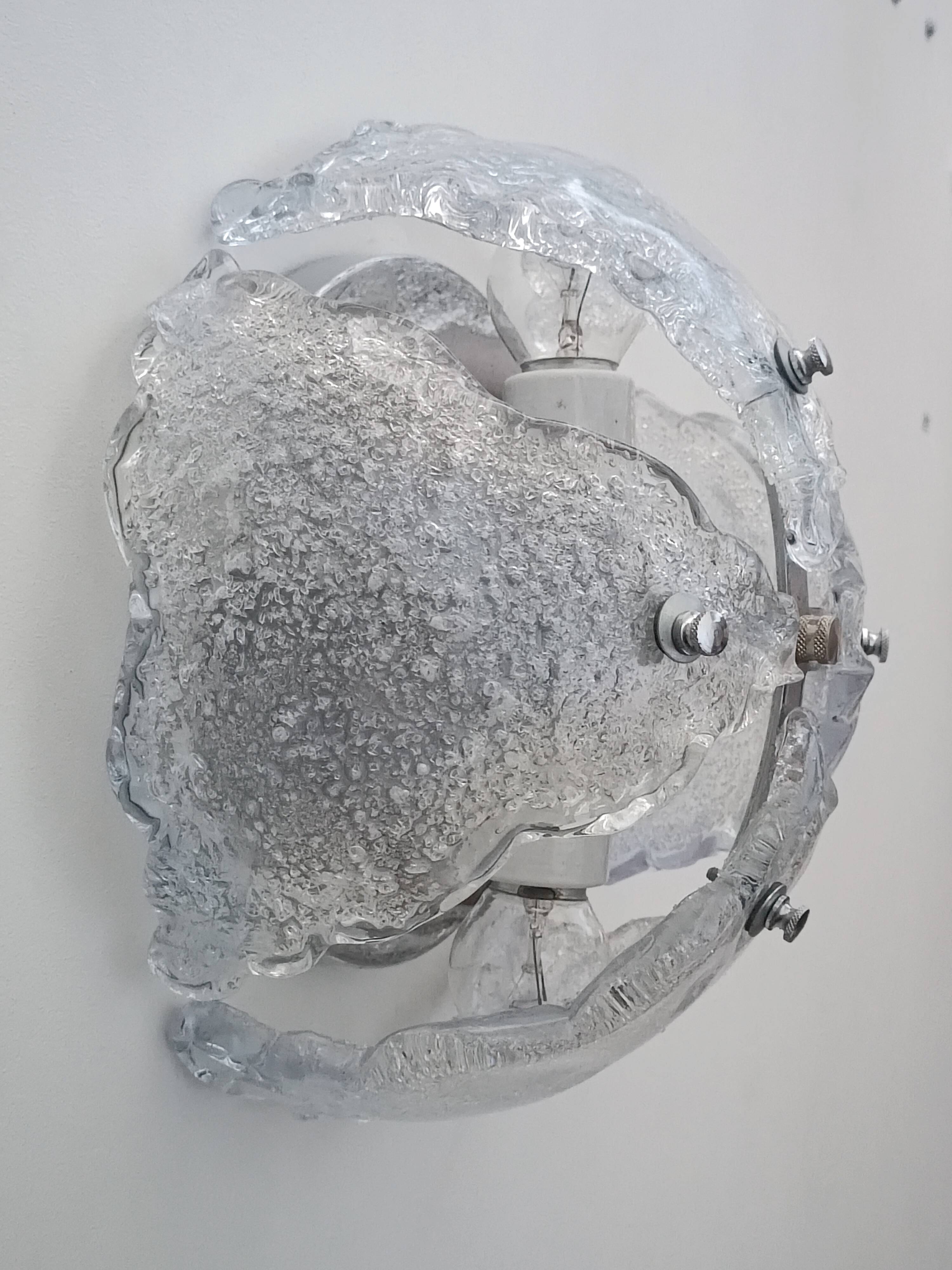 Murano ice glass wall light 1970s
