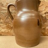 Ancien pichet 5 litres grès marron beige intérieur blanc vintage