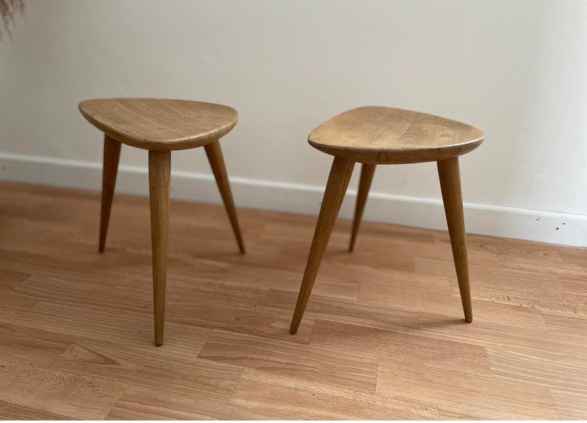 Duo of Tripods, 50s in oak