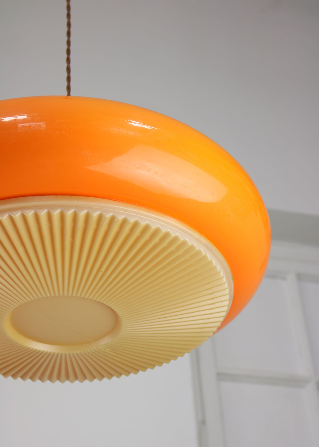 Mid-century acrylic italian orange pendant lamp