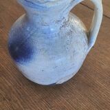 Old bulbous jug pottery vase glazed grey-blue stoneware vintage