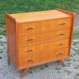 Vintage oak commode with tapered legs and wings from the 1950s.