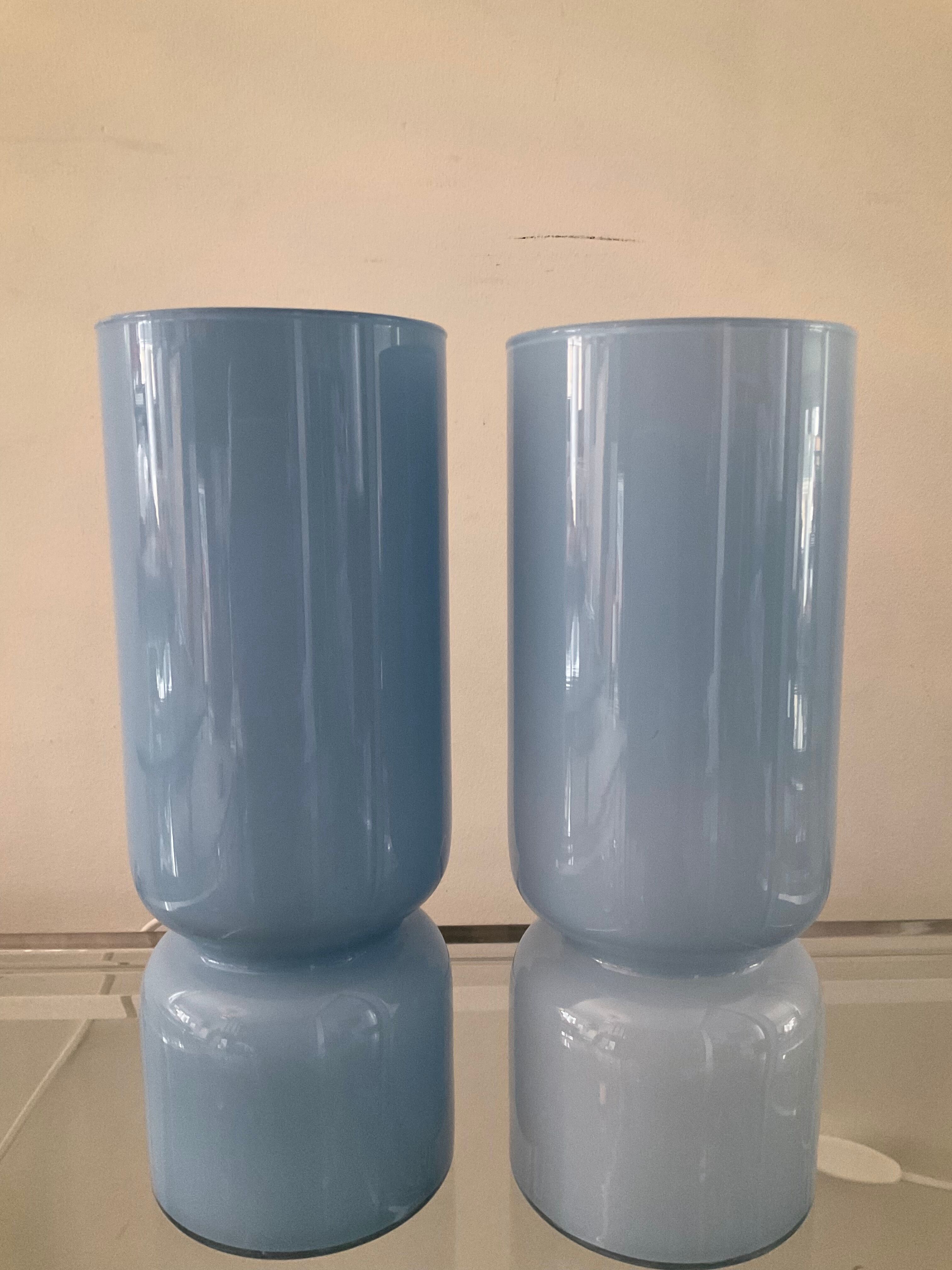 Pair of vintage lamps in blue glass