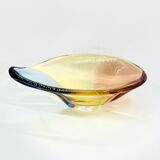 Organic modern glass platter designed by H. Machovska Mstišov Moser Karlovarske Sklo Cechoslovakia