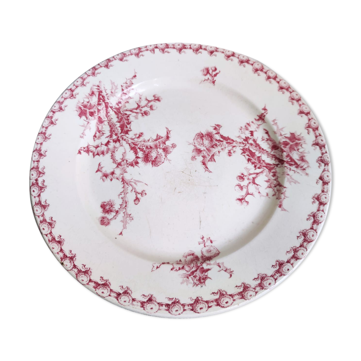 Dish Pink Thistles Porcelain Opaque by Gien