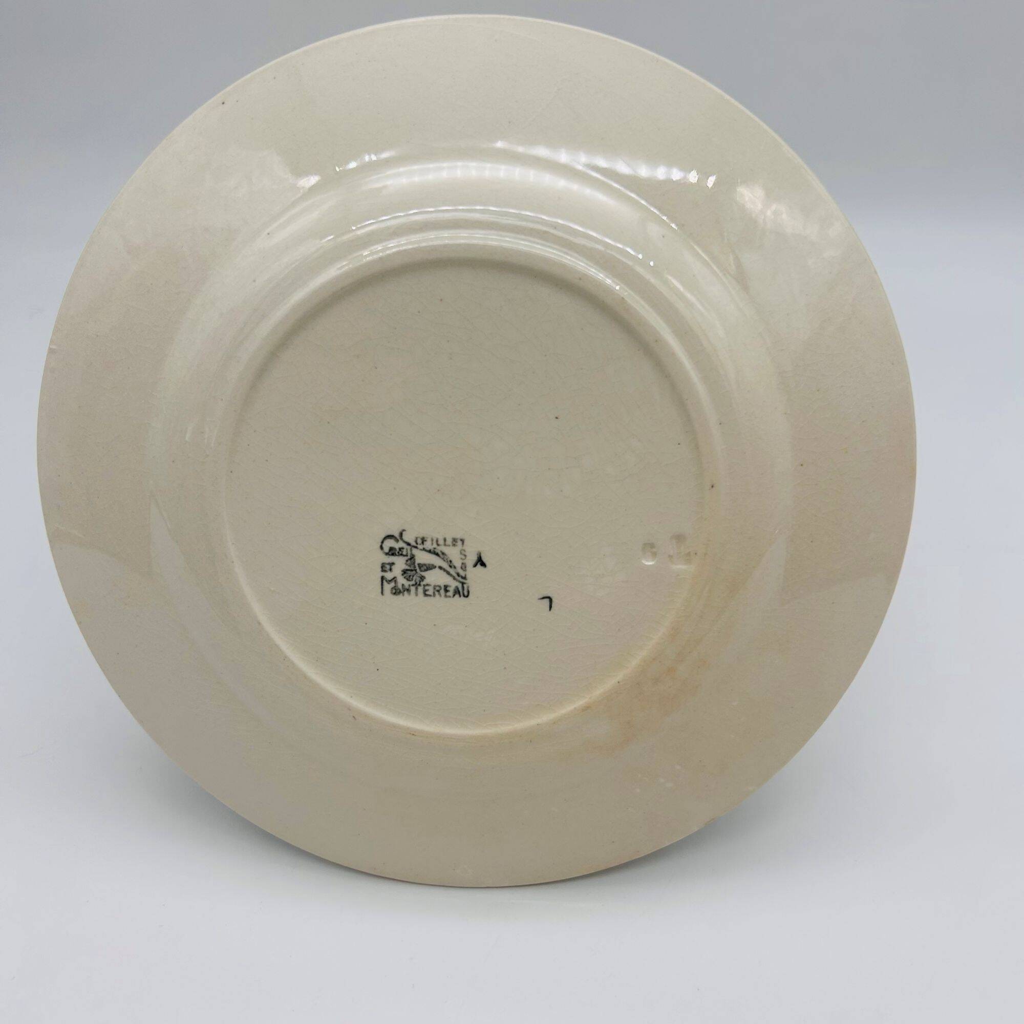 6 dessert plates, Creil and Montereau – Pansy model.