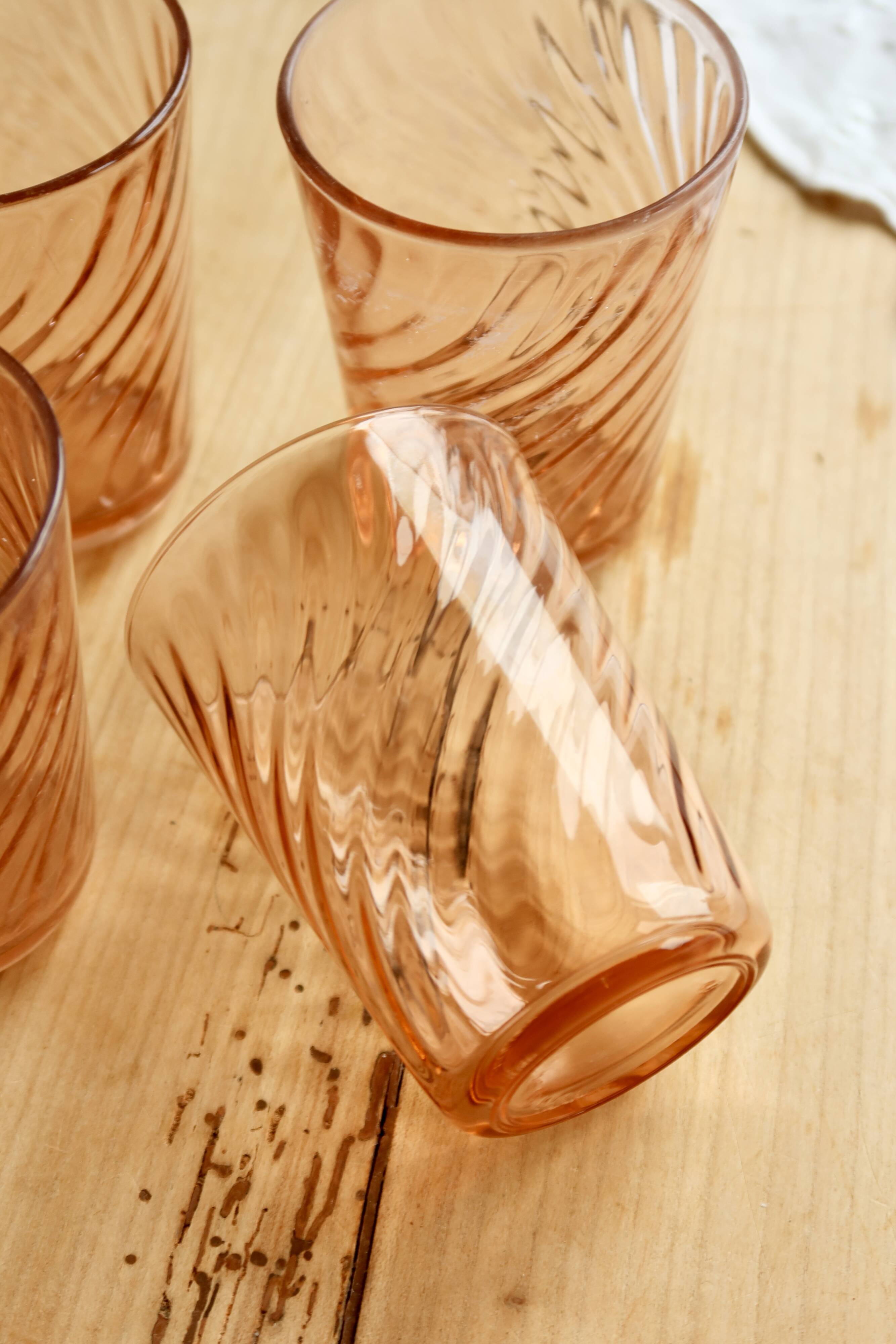 4 verres à eau vintage Luminarc Rosaline années 1970
