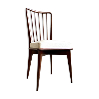 Chair in dark wood and unbleached skaï