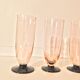 Set of 3 art deco crystal champagne flutes